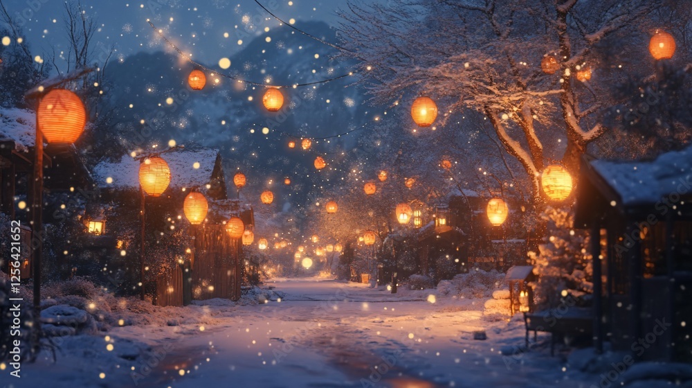 Enchanted Winter Village: A Snowy Night's Illumination Enchanted Winter Village: A Snowy Night's Illumination