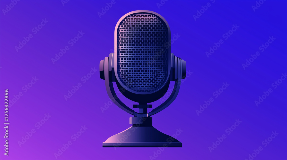 A professional microphone on purple with copy space A professional microphone on purple with copy space