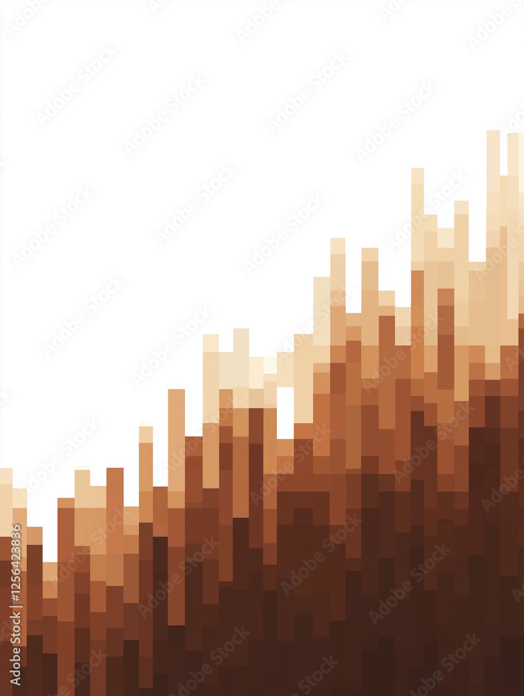 Brown colored flat digital pixel art modern design isolated on white Brown colored flat digital pixel art modern design isolated on white