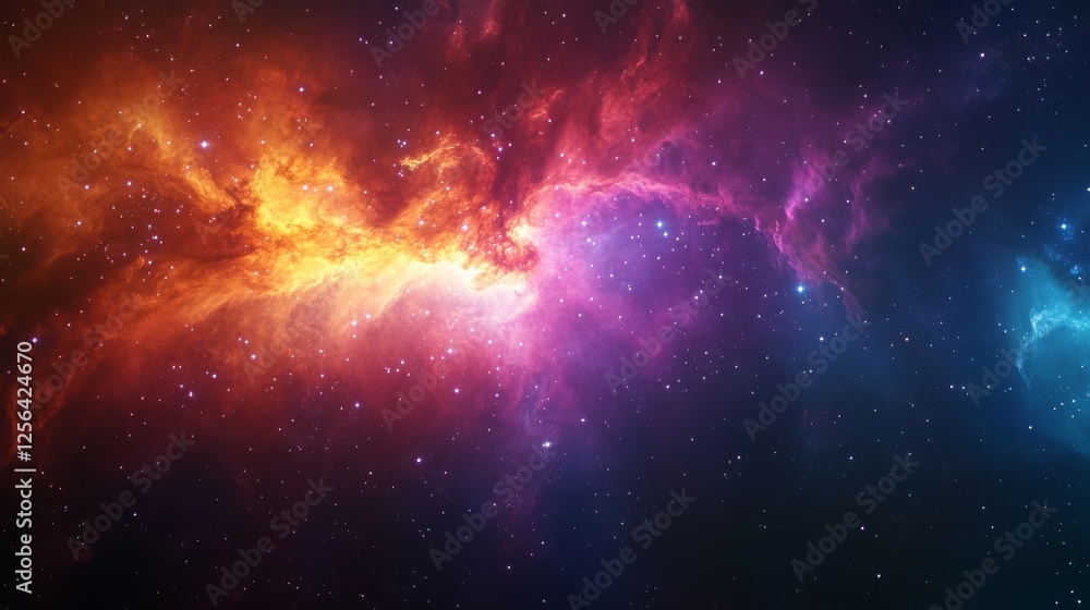 Fototapeta premium An HDRI image capturing the mesmerizing beauty of the Orion Nebula, with its vivid colors and intricate details, illuminating the surrounding space