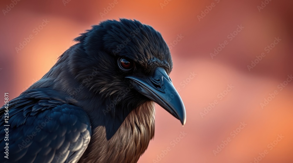 Fototapeta premium Close-up of a Majestic Raven with Intense Gaze