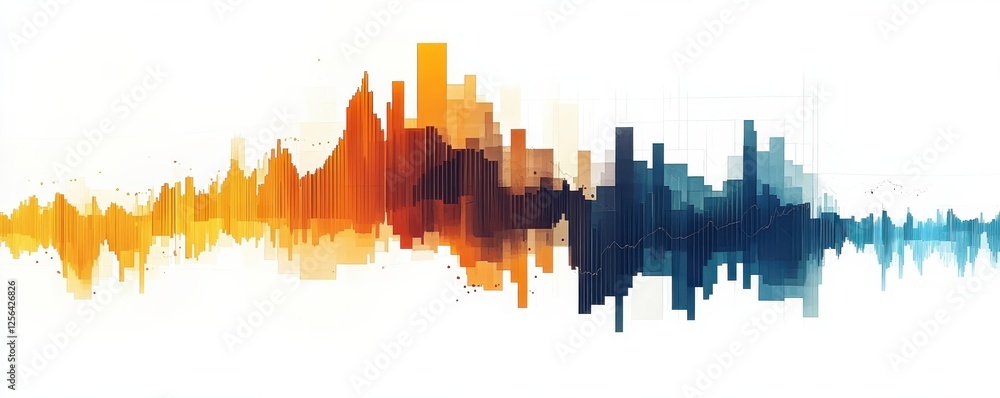 Obraz premium Abstract colorful soundwave graph depicting data visualization in warm and cool tones