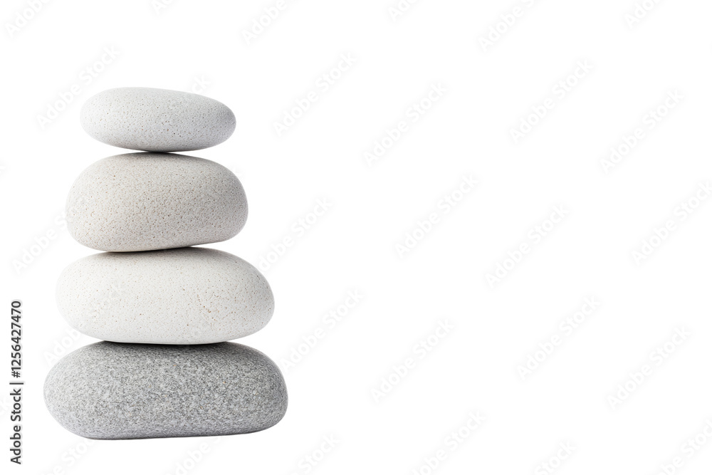Stack of four white rocks on a white background Stack of four white rocks on a white background