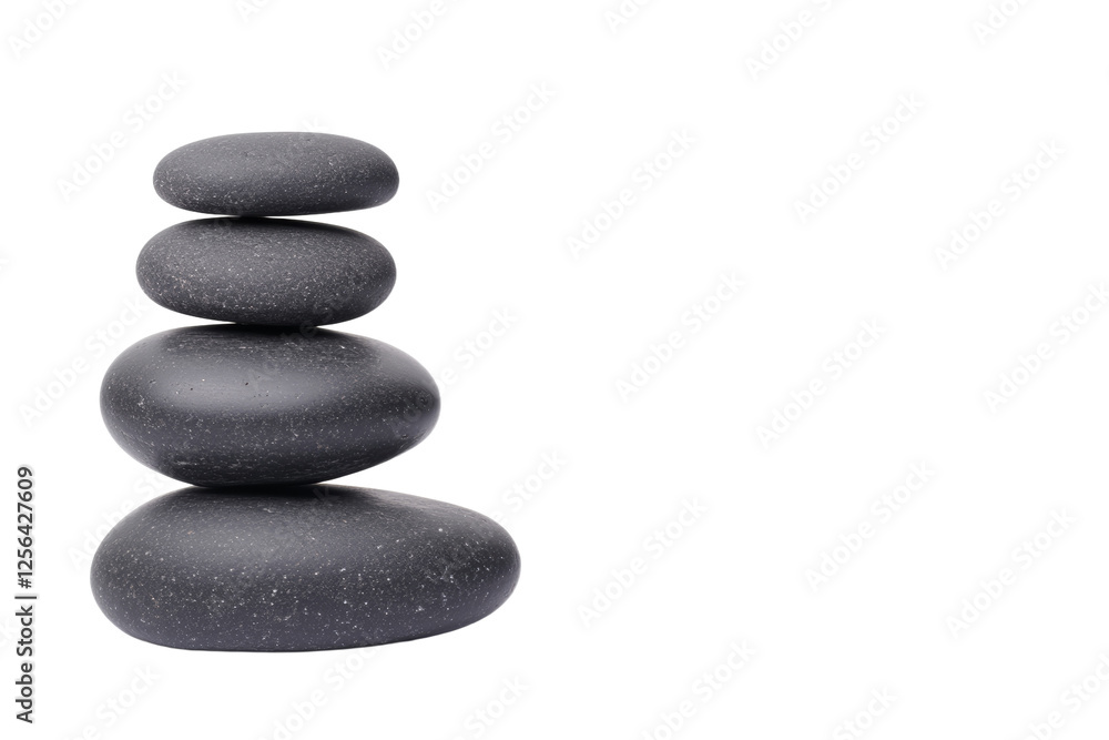 Stack of black stones on a white background Stack of black stones on a white background