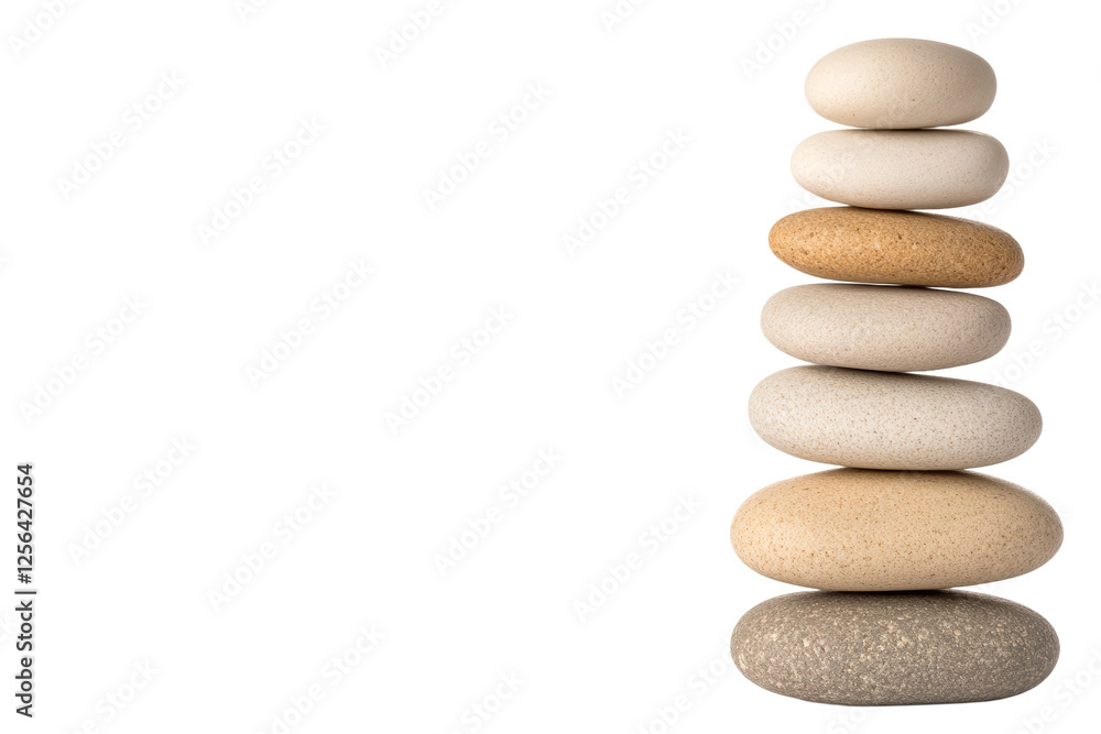 Stack of seven rocks on a white background Stack of seven rocks on a white background