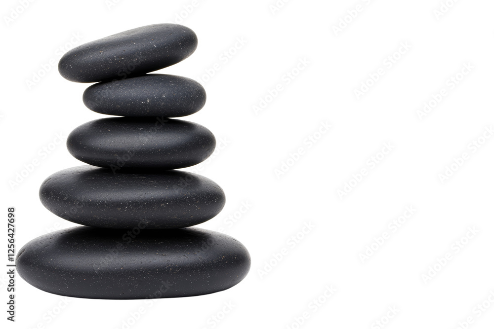 Stack of black stones on a white background Stack of black stones on a white background