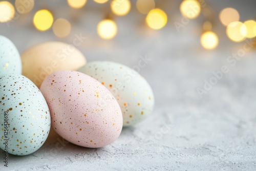 Group of four eggs with gold spots on them photo