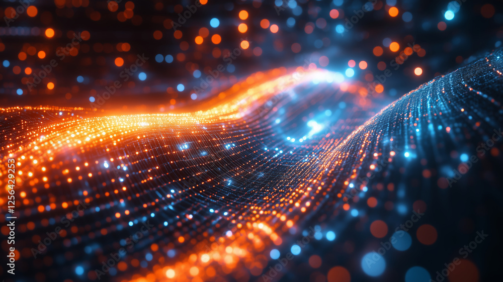 Fototapeta premium Quantum encryption visualization shows intricate light and data patterns