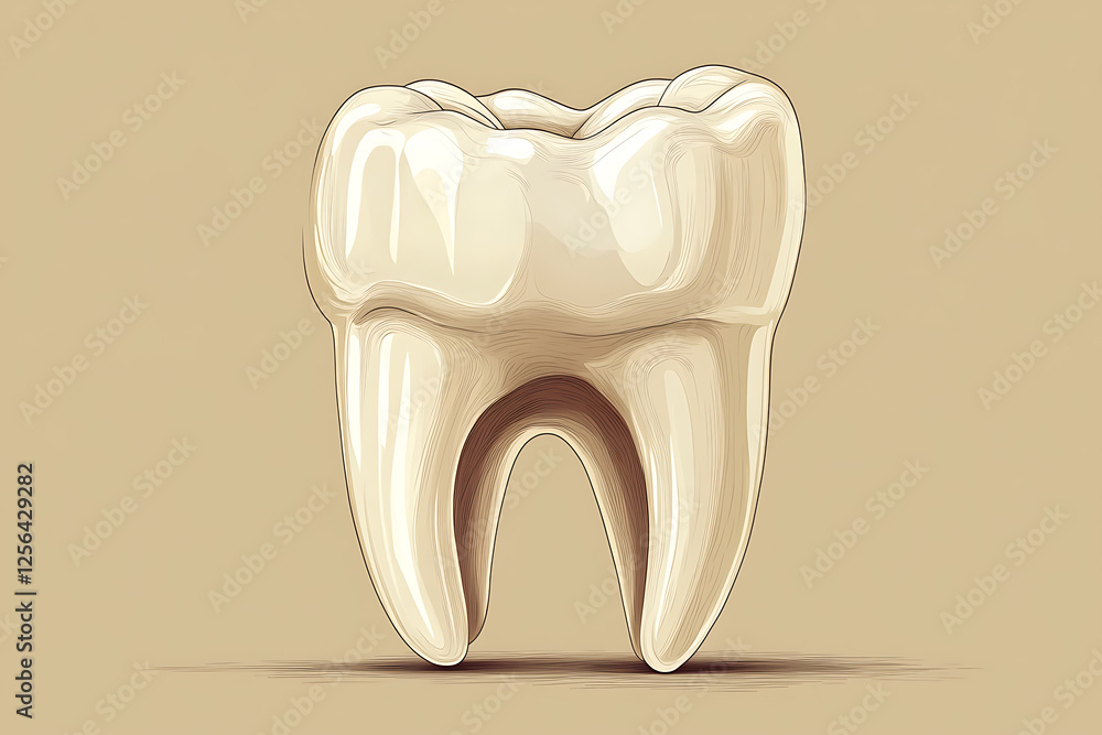 A clean and modern vector illustration of a tooth, featuring smooth lines and minimalistic design A clean and modern vector illustration of a tooth, featuring smooth lines and minimalistic design