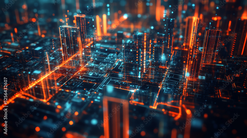 Fototapeta premium Vector map pin pointer. 3D city.