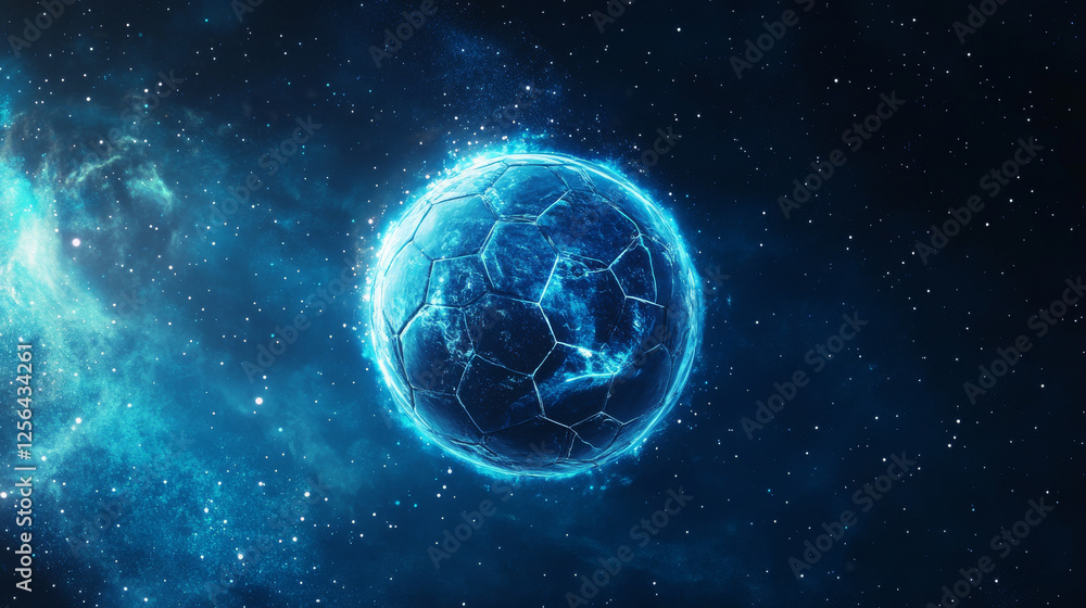 Banner soccer. Futuristic football banner with space for text. Banner in blue tones Banner soccer. Futuristic football banner with space for text. Banner in blue tones