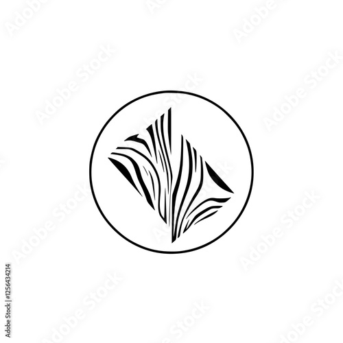 Illustrative image of a minimalistic design featuring a zebra pattern within a circle.