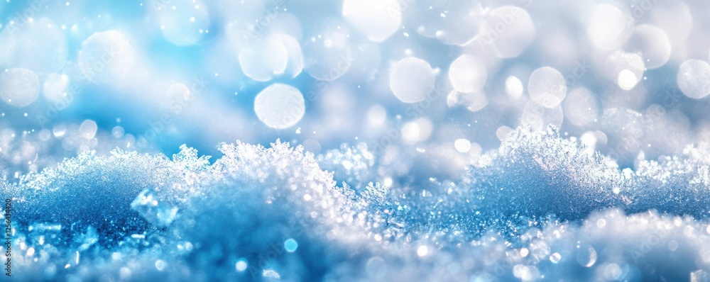 Close-up of sparkling snowflakes in winter wonderland Close-up of sparkling snowflakes in winter wonderland