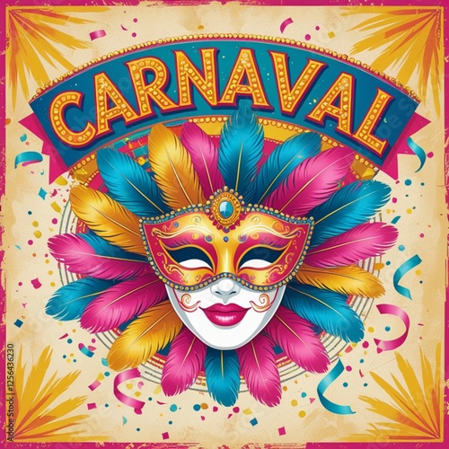carnival mask on a red background. Carnival Celebration. Carnival Mask