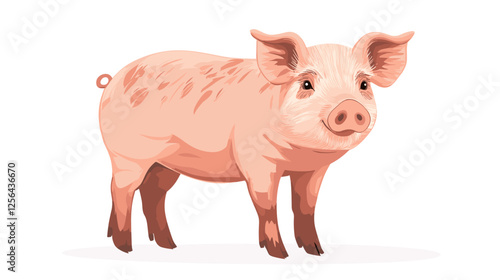 Pig Vector illustration of big hog isolated on a white background Flat style