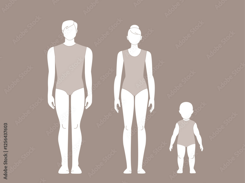 Human body template front view for fashion and medical design Human body template front view for fashion and medical design