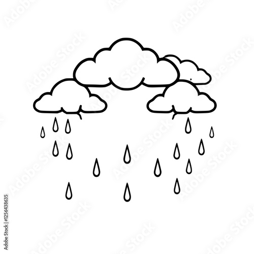 Heavy Rain cloud with raindrops, black and white.