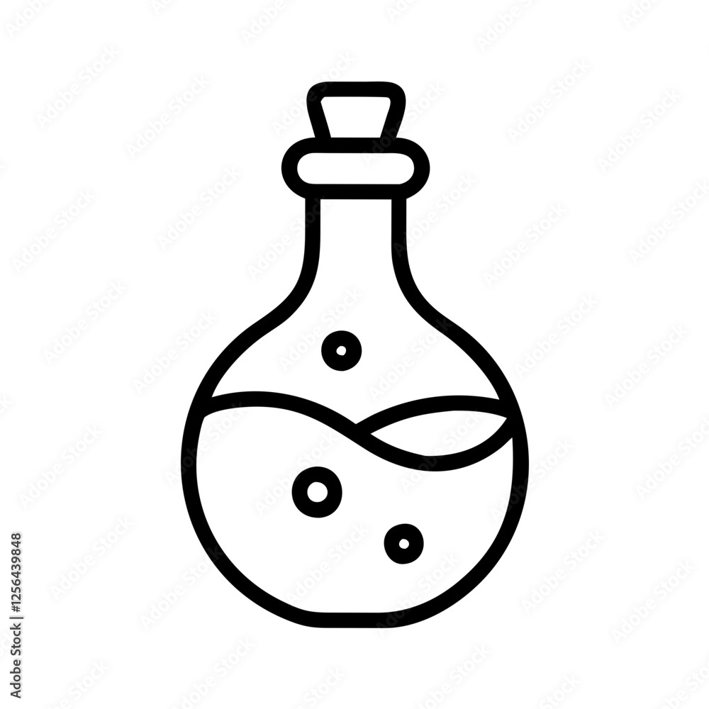 Minimalist magic potion bottle in outline design for alchemy and mystical icons Minimalist magic potion bottle in outline design for alchemy and mystical icons