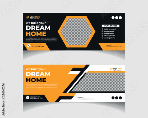 Vector construction social media post cover template design	