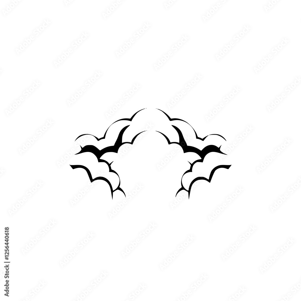 Naklejka premium Black arch-shaped cloud design, minimalist style, white background