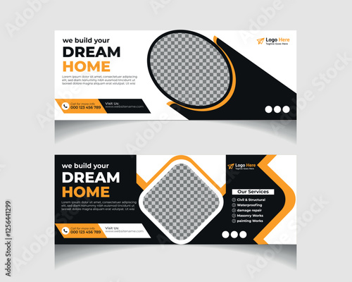 Vector construction social media post cover template design	