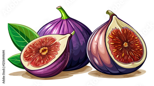 Two fresh ripe figs isolated on white