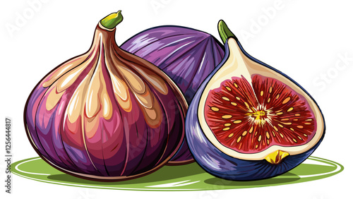 Two fresh ripe figs isolated on white