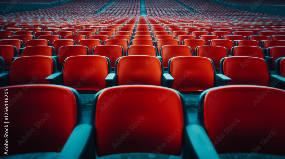 Fototapeta premium stadium seat with nobody on empty sport arena, football