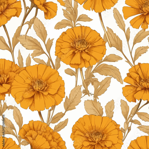 Elegant golden marigold flower illustration with fine line art. Perfect for luxury designs, wall decor, banners, posters, and invitations.