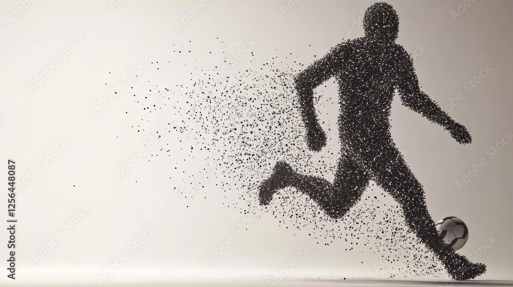 Naklejka premium Silhouette of a football player from the particles. The player consists of small circles