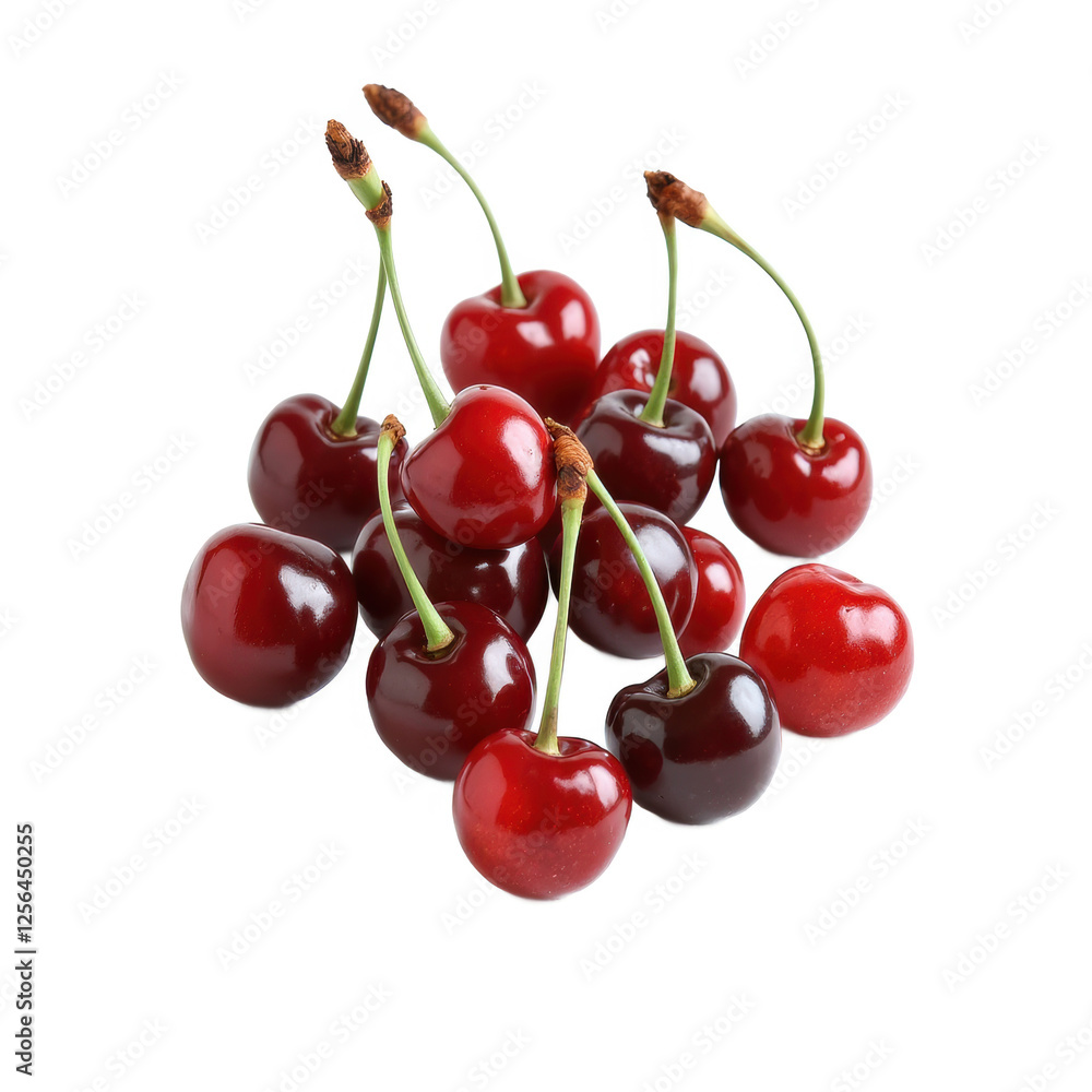 Fresh red cherries, isolated on transparent background. Fresh red cherries, isolated on transparent background.