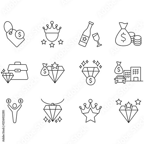 Luxury icons set. Set of editable stroke icons.Set of Luxury