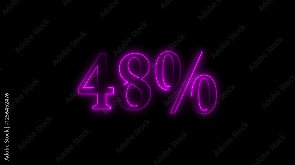 48% text animation by neon line on black background. Neon line 48 Percent Animation. 48% text animation by neon line on black background. Neon line 48 Percent Animation.