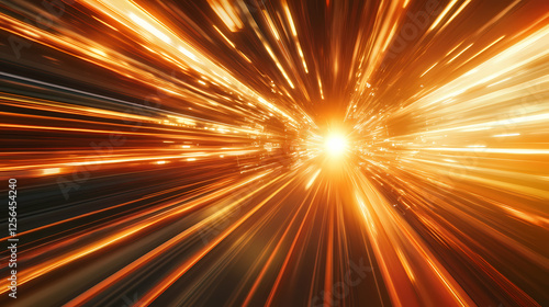 Perspective blurs as speed and distance meld into a single, thrilling journey. Golden Hour Cyberpunk. Illustration