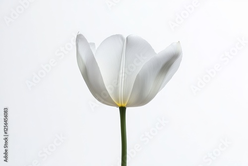 Single white flower with a green stem