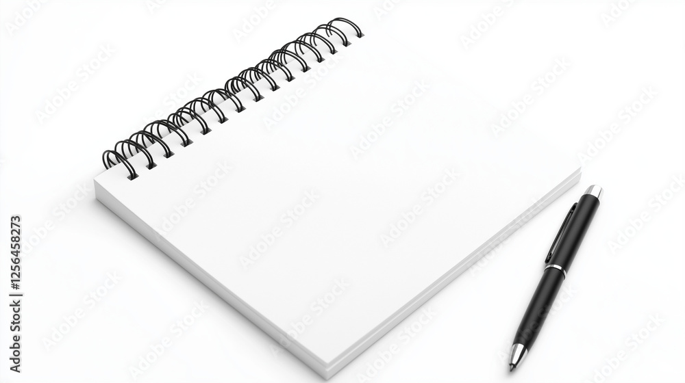 notebook and pen mockup 3D on white Background notebook and pen mockup 3D on white Background