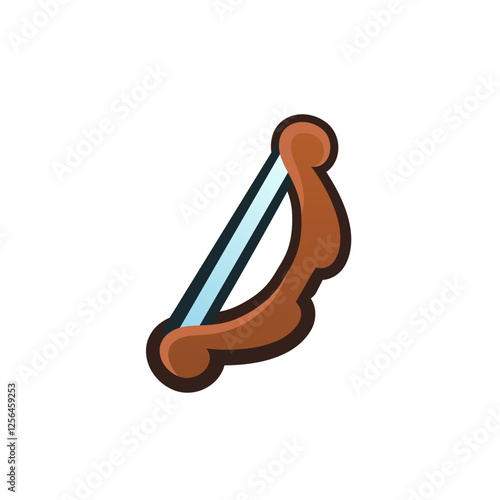 Isolated flat 3d bow icon for game, interface, sticker, app. The sign in a cartoon style for match 3, arcade, rpg. The weapon sprite for craft element in hyper casual mobile game
