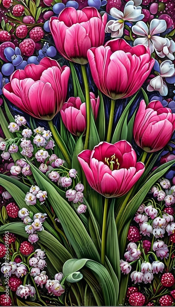 Fototapeta premium A magnificent bouquet of pink tulips