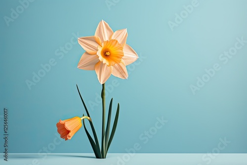 Wallpaper Mural Daffodil flower on a pastel simple colored solid background, Torontodigital.ca