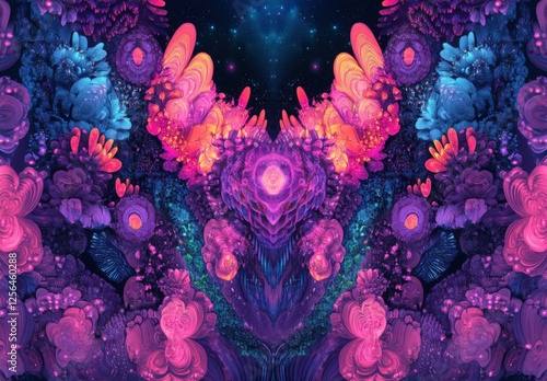 Abstract neon fractal wallpaper