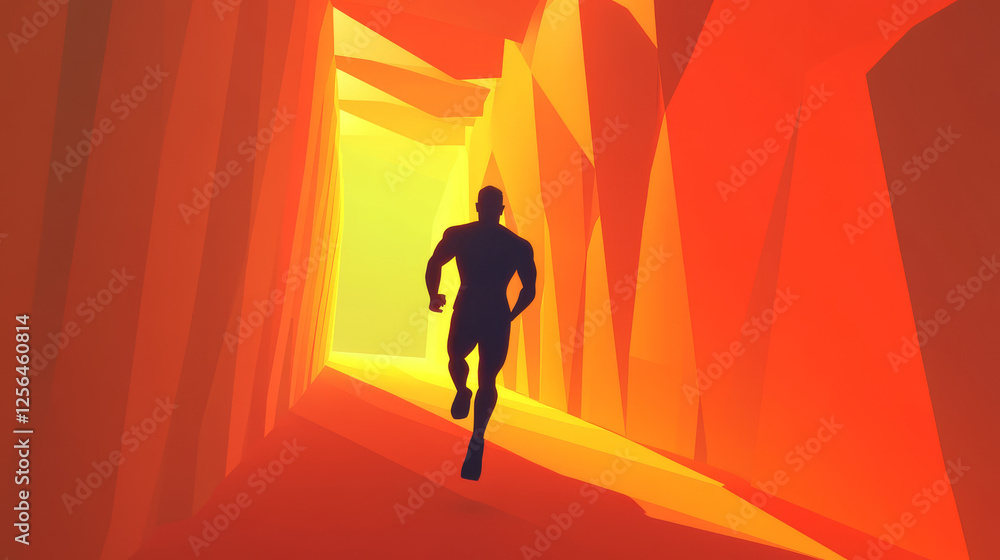 Runner of triangles. Low poly runner. Vector illustration Runner of triangles. Low poly runner. Vector illustration