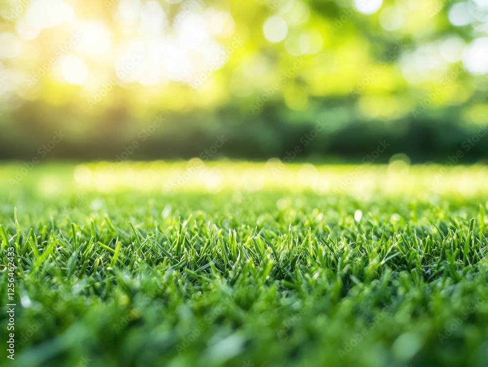 Naklejka premium Grassy Field on Sunny Day