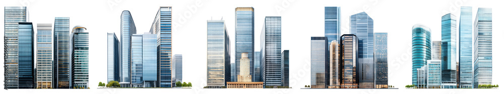 PNG Modern urban skyscraper skyline, element set on transparent background PNG Modern urban skyscraper skyline, element set on transparent background