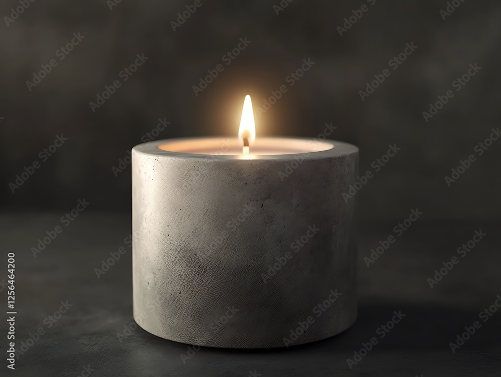 Sleek concrete candle with a smooth surface and minimalist background Sleek concrete candle with a smooth surface and minimalist background