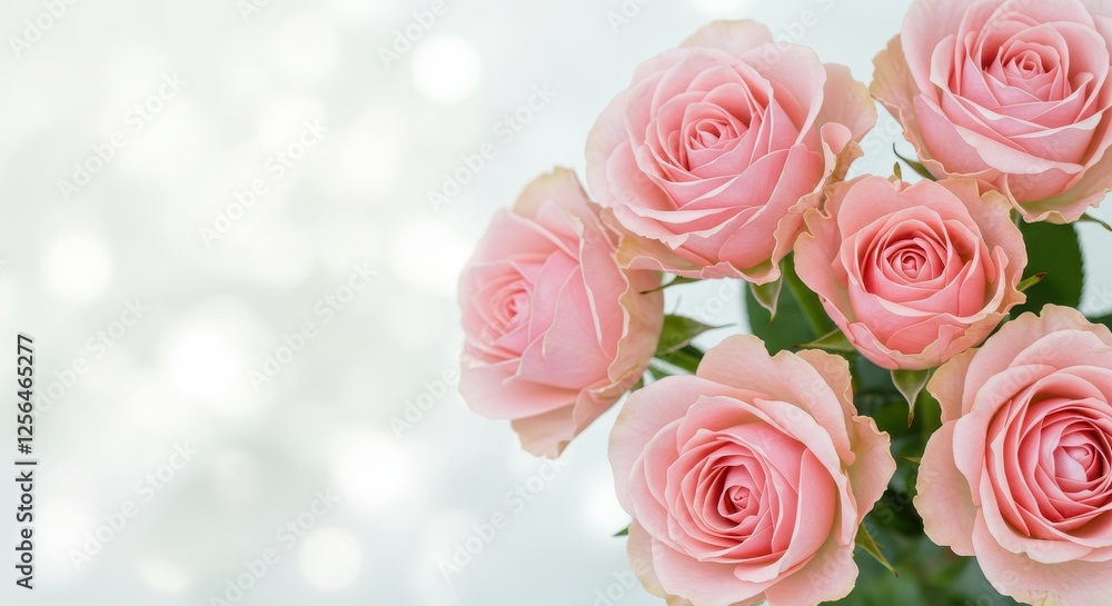 A bouquet of soft pink roses with intricate details each petal delicate and velvety captured in high resolution A bouquet of soft pink roses with intricate details each petal delicate and velvety captured in high resolution