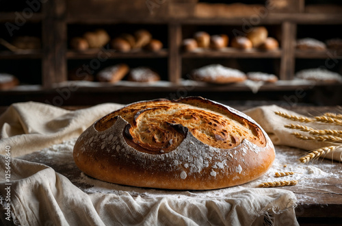 Frisches knuspriges Brot auf einem Leinentuch