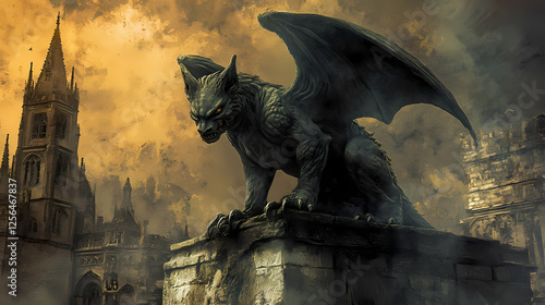 Historic richard iii's palace: a majestic gothic structure of stone, a royal residence, and ancient ruins showcasing england's architectural heritage. Gargoyle Kingdoms. Illustration photo