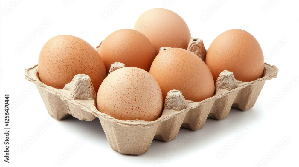 Six Eggs in carton on white with clipping path Six Eggs in carton on white with clipping path