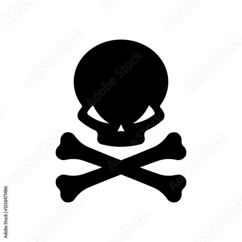 Skull and crossbones icon. Black silhouette. Front view. Vector simple flat graphic illustration. Isolated object on white background. Isolate.