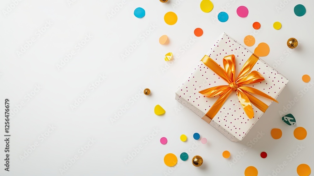 Fototapeta premium themed luxury gift box, Colorful gift box with festive decoration.
